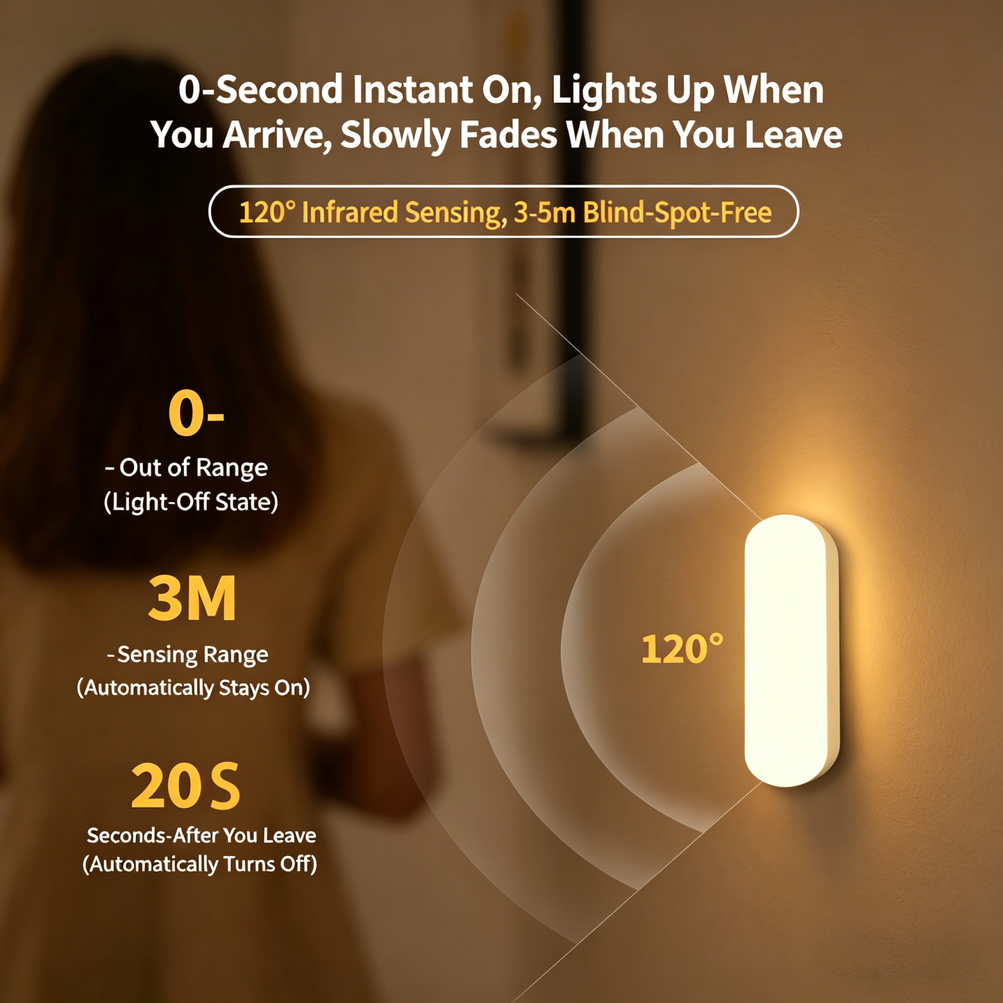 🏆The Ultimate Smart Sensor Night Light: 100% Wireless & Eco-Friendly • Auto-On/Off • 100-Day Battery •  3-Second Install🛠️🌙