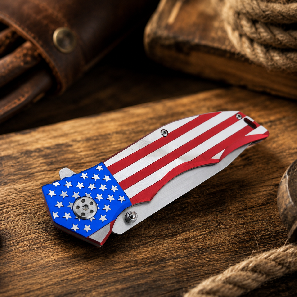 USA American Flag Patriotic Pocket Knife