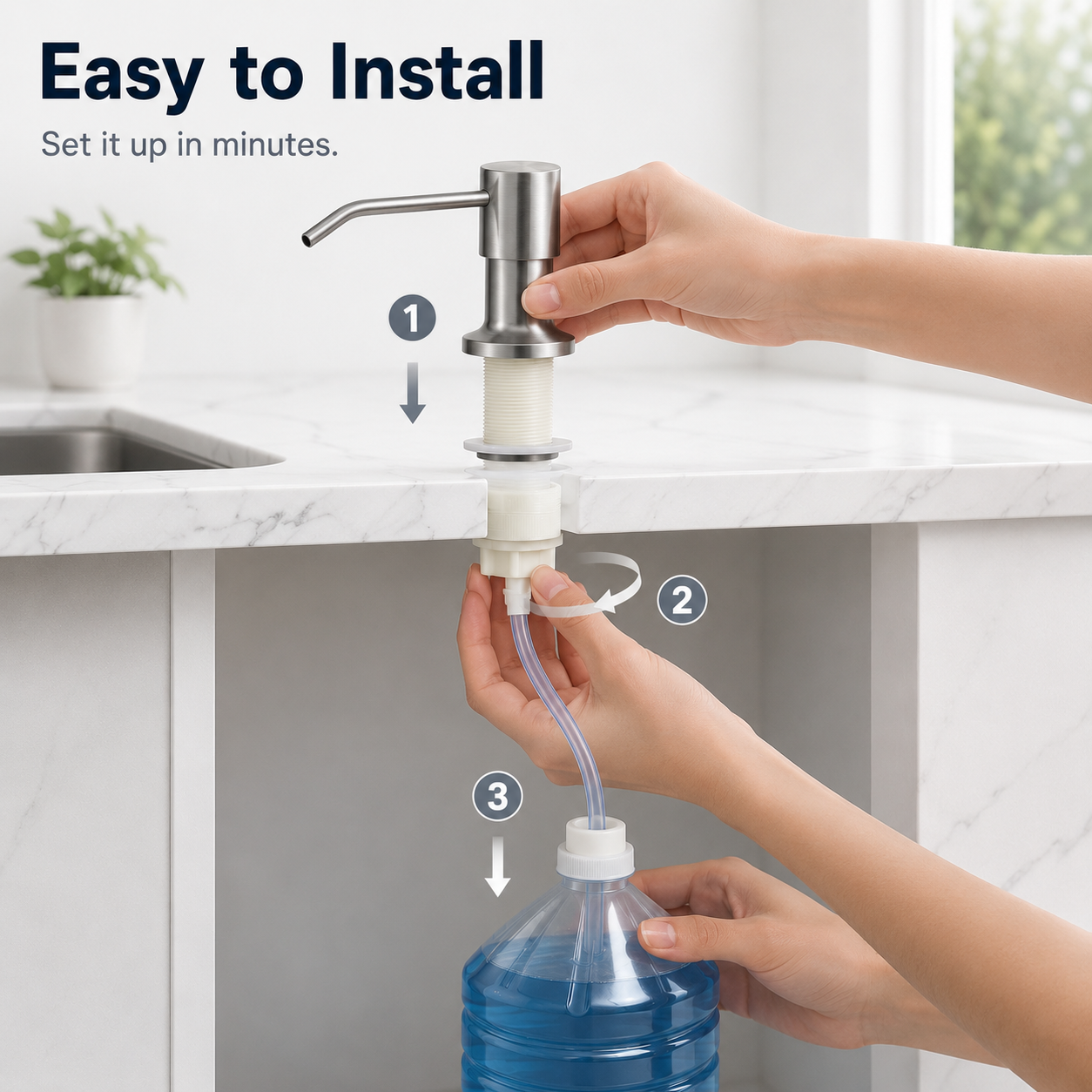 Kitchen Sink Soap Dispenser — Suitable for Kitchens and Bathrooms; No Need for Frequent Refills