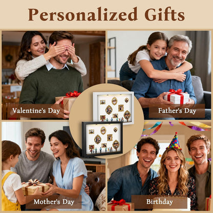 DIY Mini Museum Shadow Box Kit - Customizable 3D Memory Display Frame with LED Lights, Mini Frames & Figurines for Wedding, Graduation & Gifts