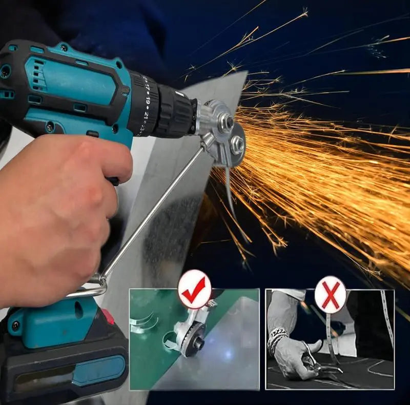 🔥 HOT SALE: Electric Metal Cutter Drill Attachment – Say Goodbye to Hand Fatigue & Cut Metal Like Butter!