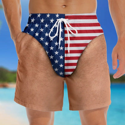🔥50% OFF TODAY😂 Custom Funny Patriotic Swim Trunks for Men
