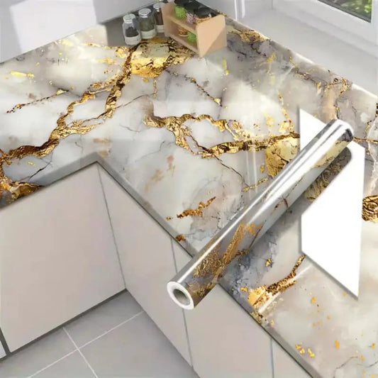 Gold Marble Pattern Self-Adhesive Wallpaper Roll