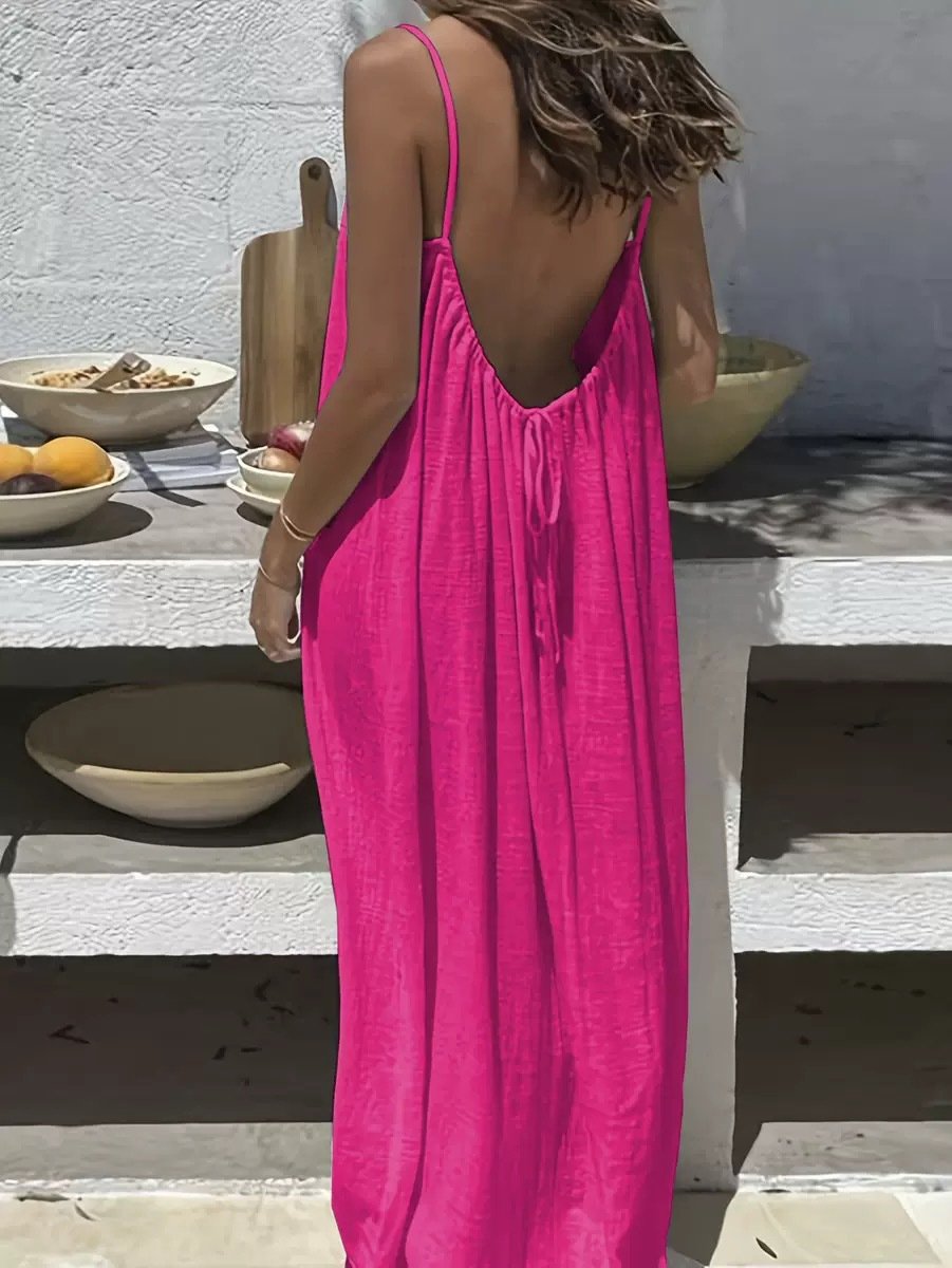 ✨ Adjustable Backless Camisole Dress🎉Women's Solid Color Backless Cami Dress