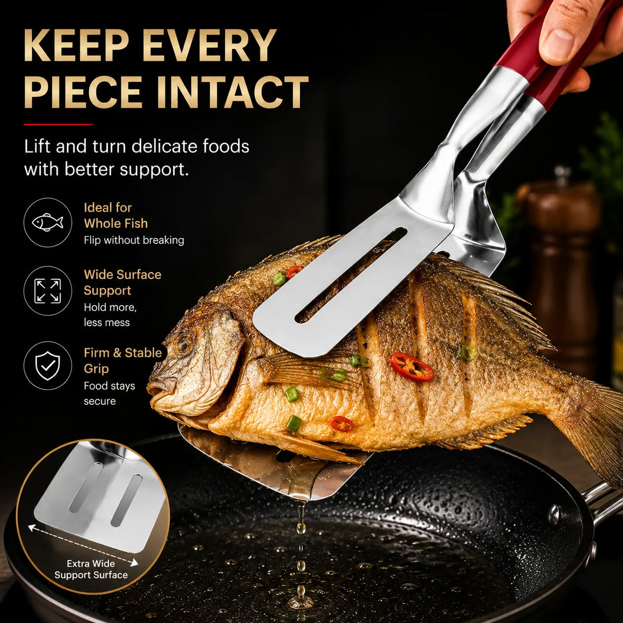 🔥 Limited-Time 50% OFF 🥩 2-in-1 Spatula Tongs — Grip, Flip, Drain & Serve with Ease
