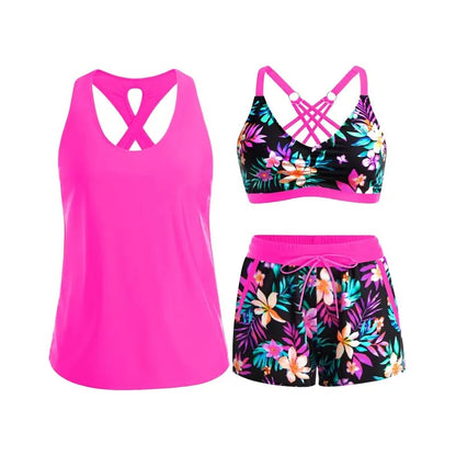 🏖️SUMMER SALE 49% OFF 🔥Aqua Eve Three Piece Tankini with Shorts🩱