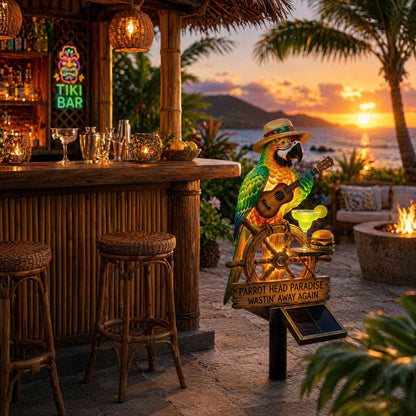 🔥Hot Sale 49% off 🌴 Solar Parrot Statue Light – Hawaiian Luau Tropical Garden Decor