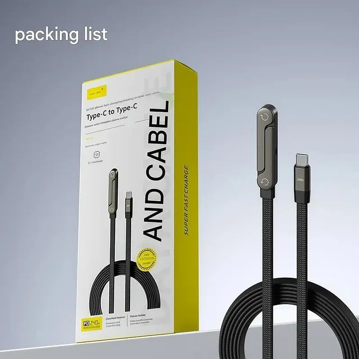 ⚡HOT SELL🔥 2-in-1 Invisible Holder Charger Cable - 240W Fast Charging Cord with Built-In Phone Stand