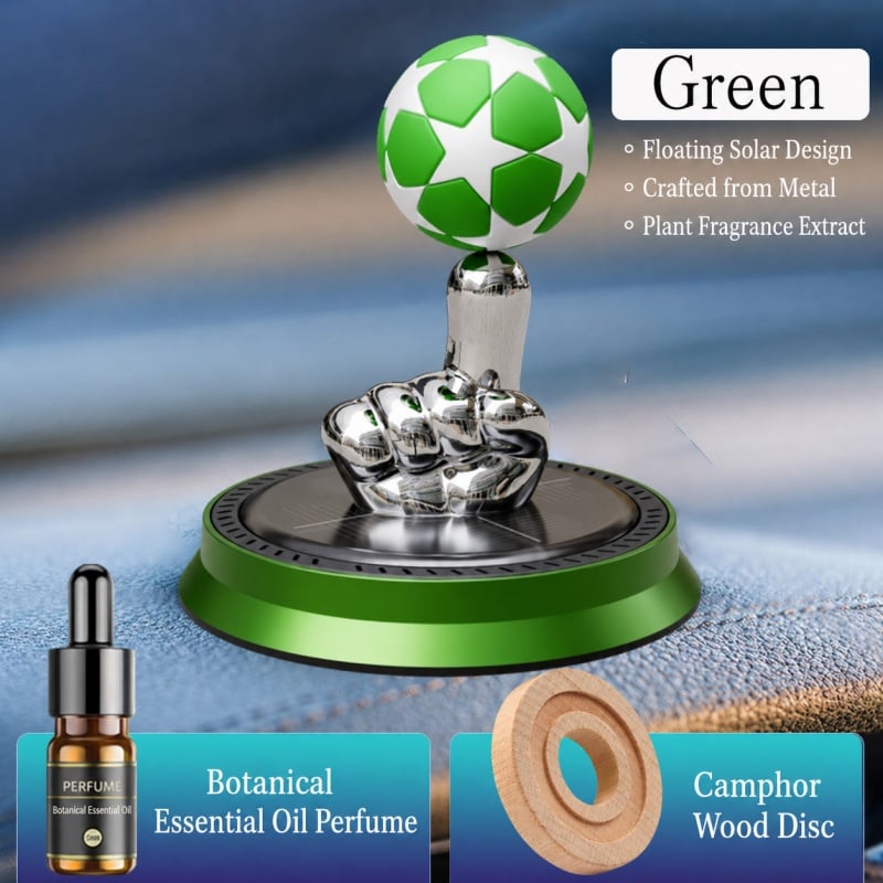 ⚽🚗Solar Rotating Football Car Air Freshener & Aromatherapy Diffuser – Reusable Ornament for Car, Office & Home