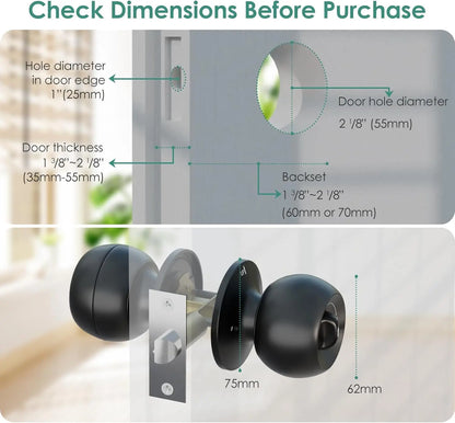 Biometric Door Knob, Keyless Entry Door Lock for Garages-2 Pcs
