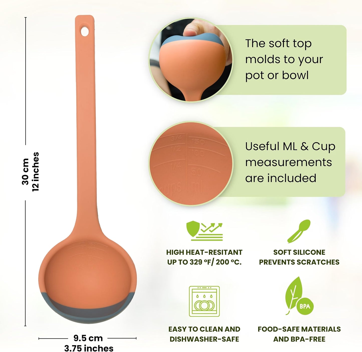 Flexible Silicone Spatula Ladle – Soft Edge for Pots & Pans
