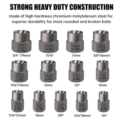 🔩13+1 PCS Impact Bolt & Nut Remover Set