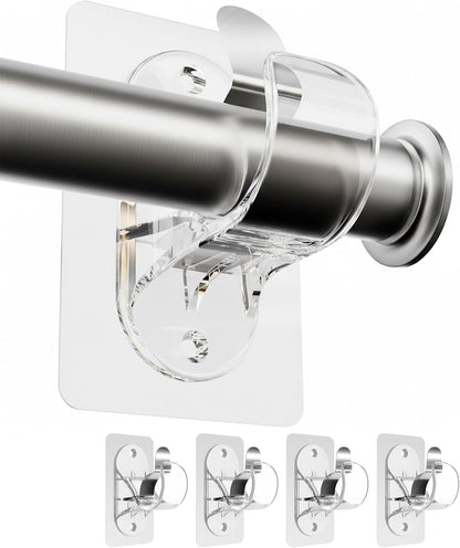 🏠🔨 Self Adhesive Rod Brackets, No Drill Needed Curtain Rod Holders