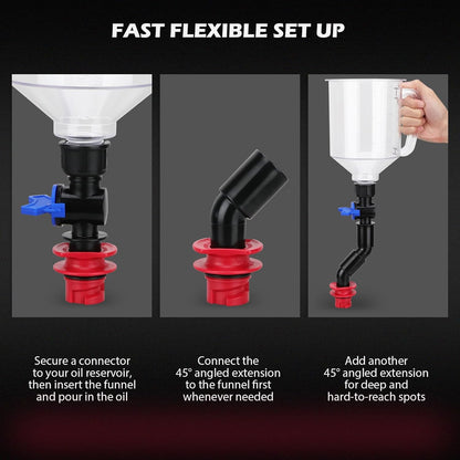 17-Piece Engine Oil Funnel Set-1.36 qt Automotive Oil Funnel Kit with 12 Adapters