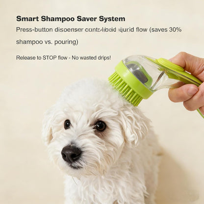 Pet Bath Brush with Shampoo Dispenser - Silicone Massage Grooming Tool for Cats & Dogs