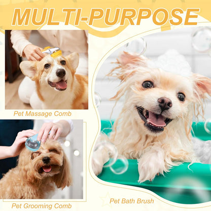Pet Bath Brush with Shampoo Dispenser - Silicone Massage Grooming Tool for Cats & Dogs