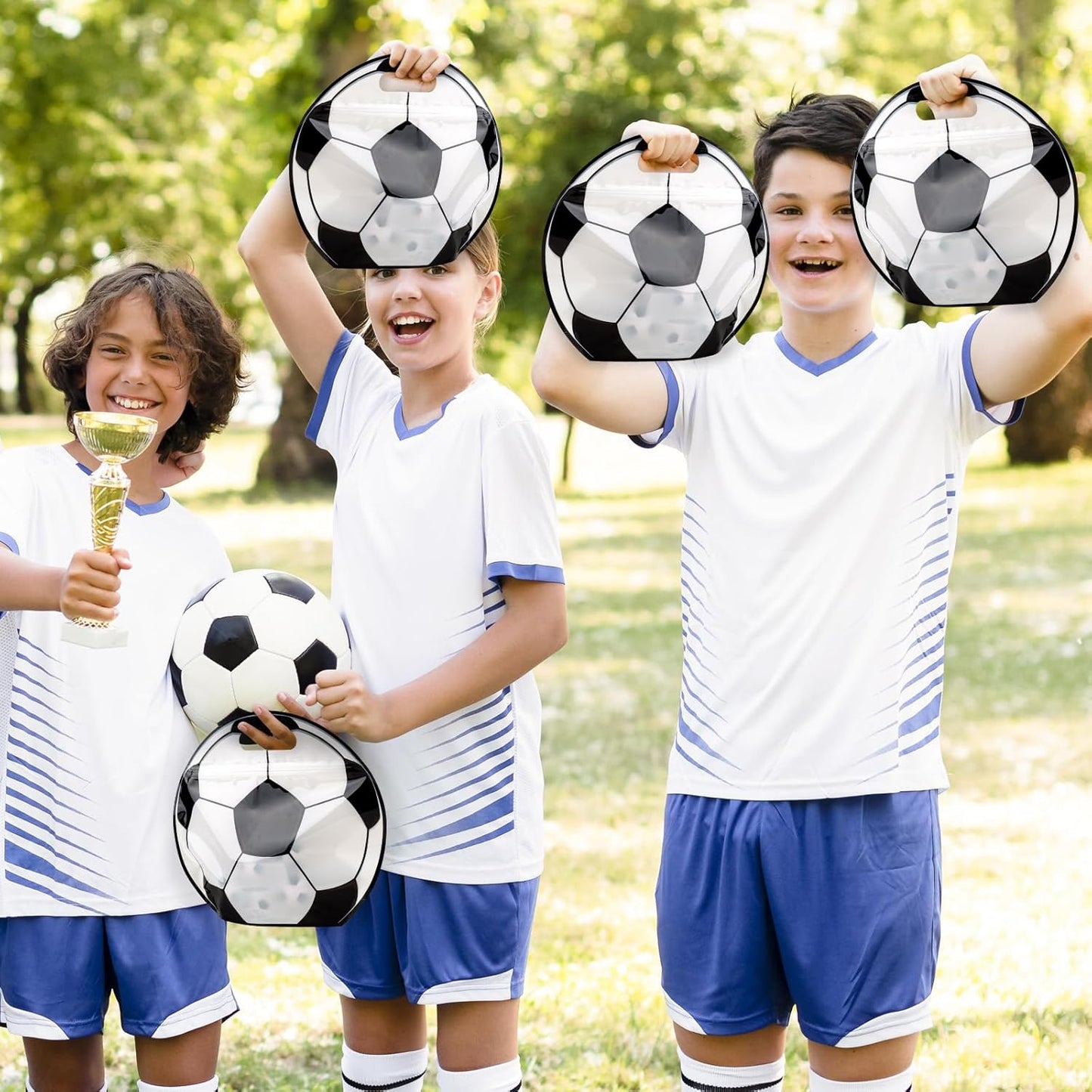 24pcs Soccer Snack Bags with Handles Reusable Sealed Candy Bags