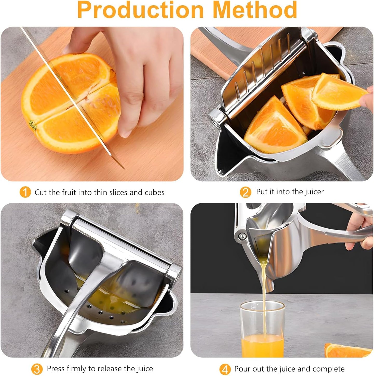Manual aluminum citrus press – ergonomic lever juicer for lemons and oranges, sturdy design and easy to clean