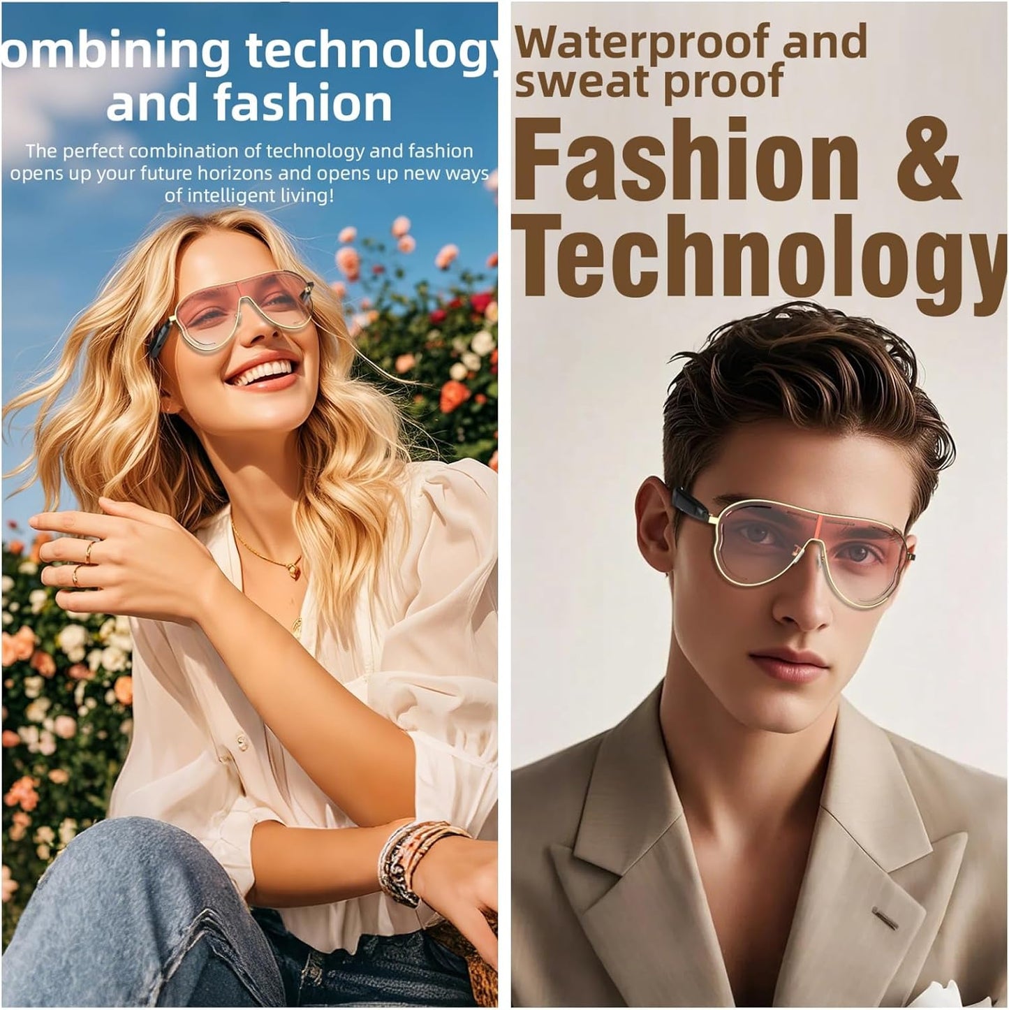 🕶️🎵Smart Bluetooth 5.4 Sunglasses with Open-Ear Audio Blue Light Blocking UV Protection Waterproof