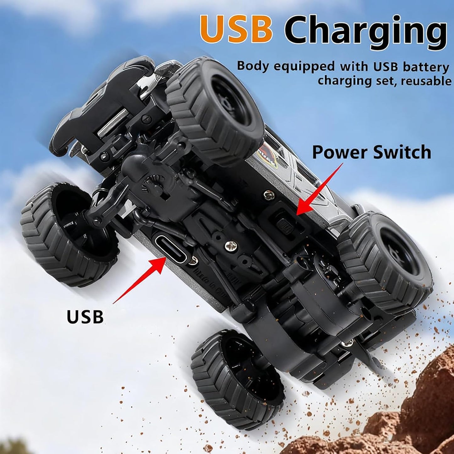 1:64 Mini Desktop Rc Truck-Mini Beast Off-Road Truck with Remote Control