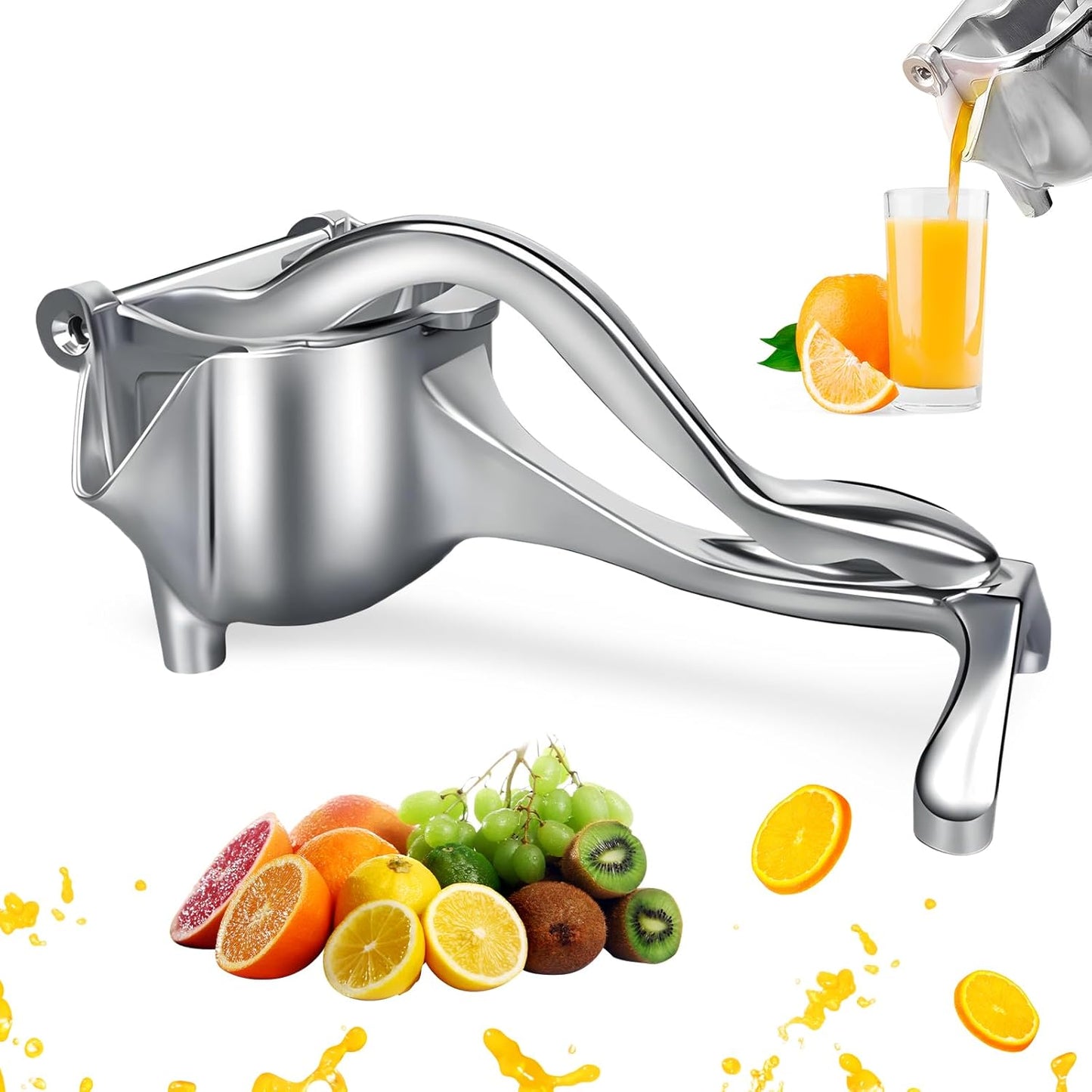 Manual aluminum citrus press – ergonomic lever juicer for lemons and oranges, sturdy design and easy to clean