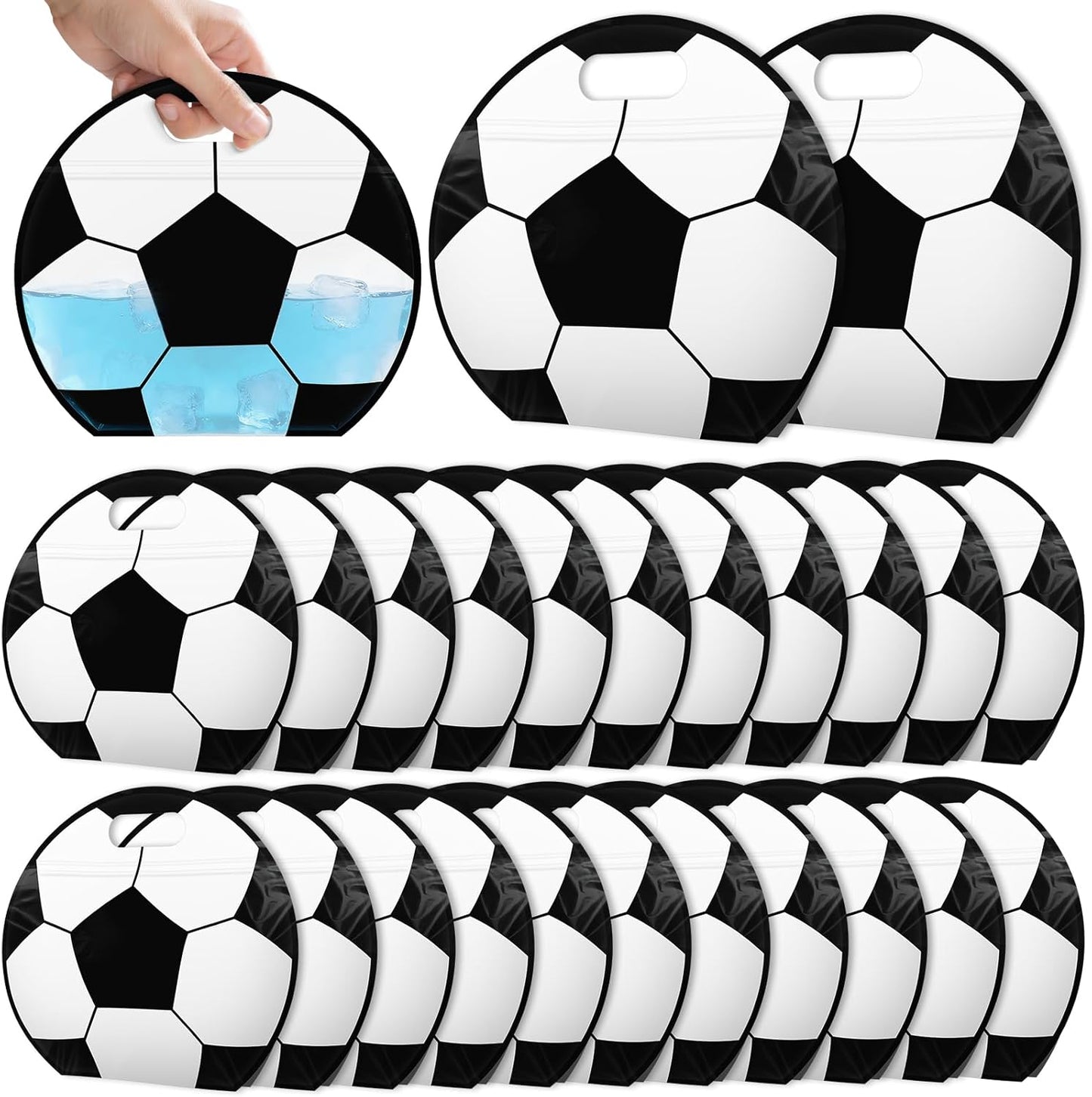 24pcs Soccer Snack Bags with Handles Reusable Sealed Candy Bags