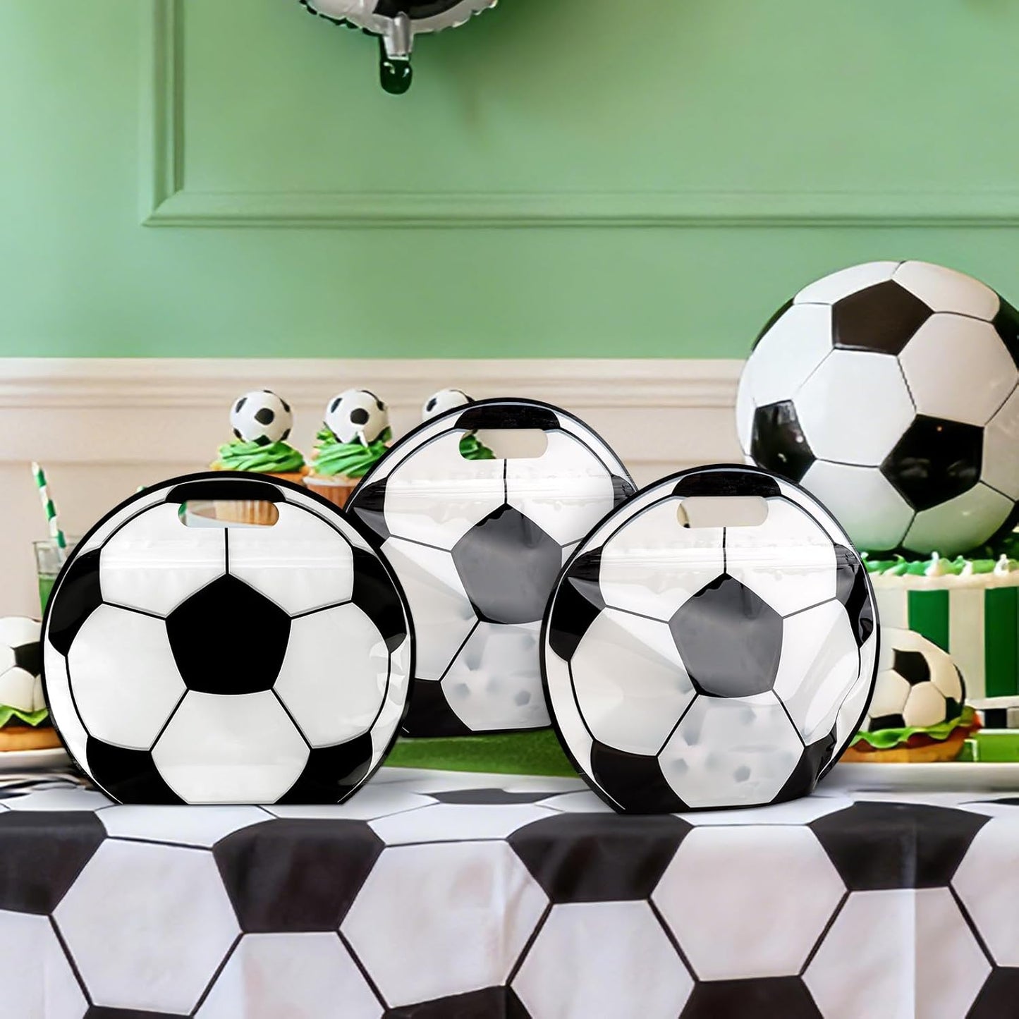 24pcs Soccer Snack Bags with Handles Reusable Sealed Candy Bags