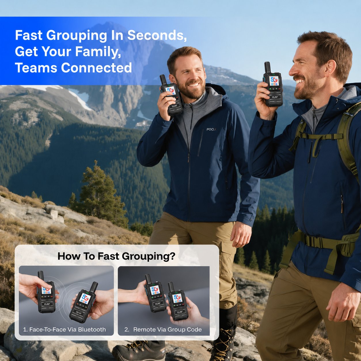 ✨5G LTE Global Walkie Talkie with Lifetime Free SIM – Unlimited Range POC Smart Radio with App – Rugged Waterproof Pocket Radio for Hiking & Off-Grid Teams 🌍