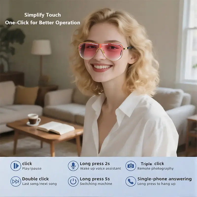 🔥2026 Smart Bluetooth Sunglasses – Music + Blue Light Blocking + UV Protection