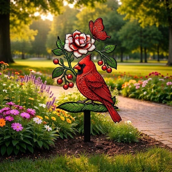 🐦Cardinal Art Garden Stake💥Buy 2 Free Shipping