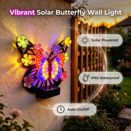 🦋 Solar-Powered Butterfly Wall Light | Outdoor Waterproof Garden Decor