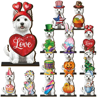 Cute Animal Wooden Sign – Interchangeable Magnetic Hats & Seasonal Decor