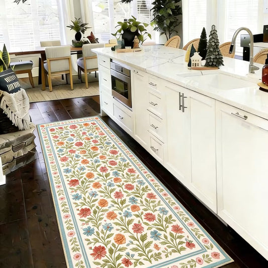 Vintage Floral Washable Runner Rug