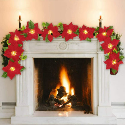 Red Flower Christmas String Lights | Cozy Holiday & Party Decor