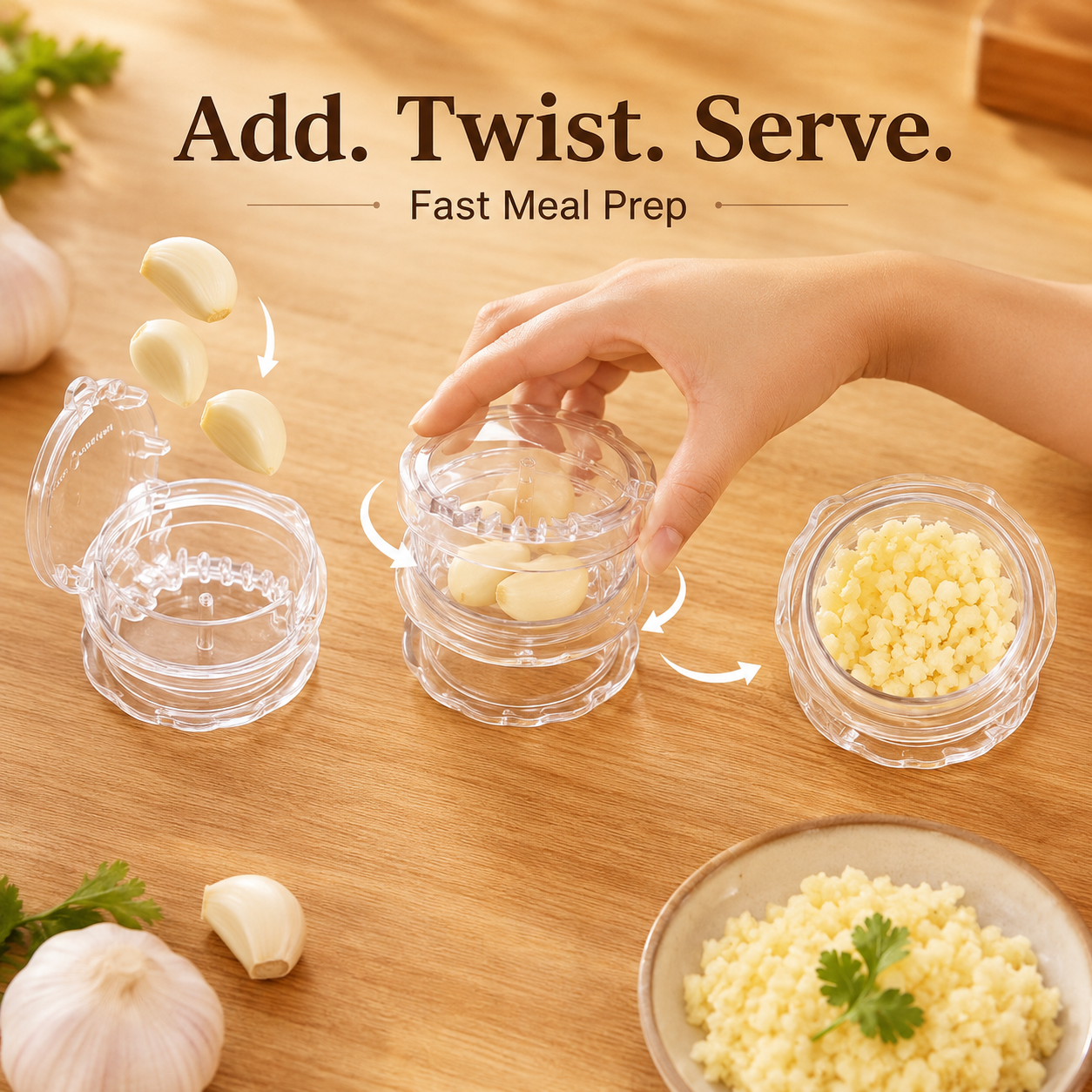 Multifunctional Chopper & Grinder — Suitable for Garlic, Onions, Ginger, Herbs, and Nuts — Impact-Resistant Kitchen Gadget & Home Essential