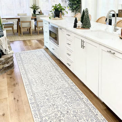 French Vintage Floral Washable Runner Rug