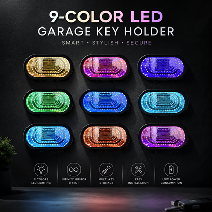🌟Infinity LED Garage Key Holder | Illusion Mirror Rechargeable Holder