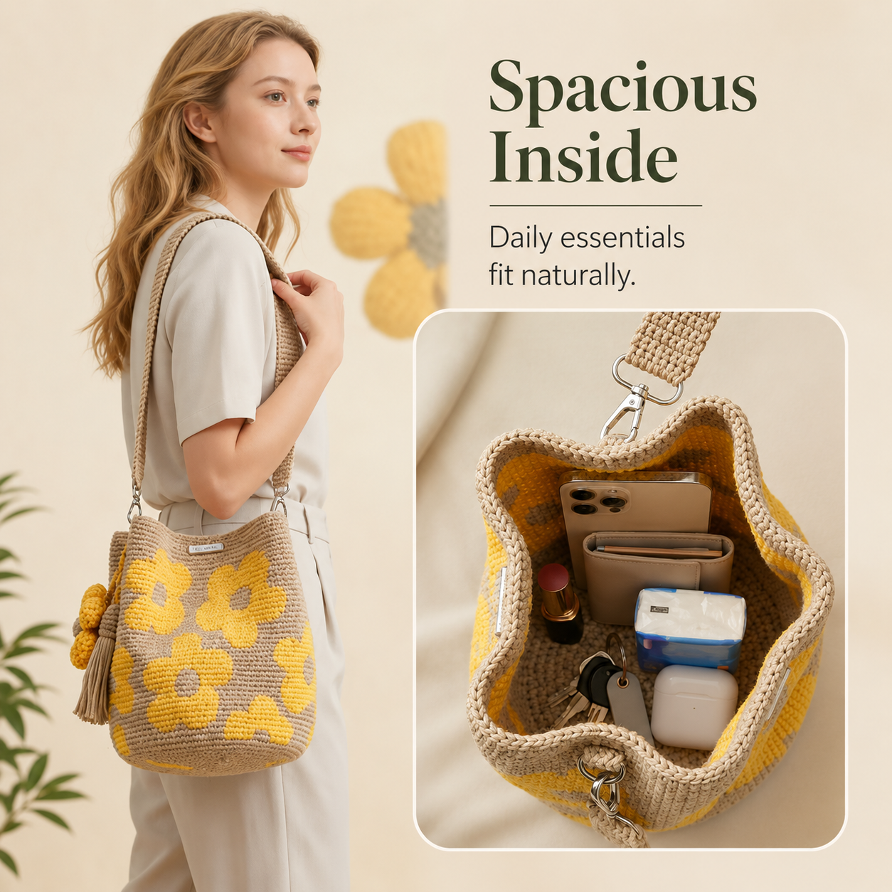 📢📢LAST DAY SALE 56% OFF👜Handmade Crochet Flower Tote 🌼✨