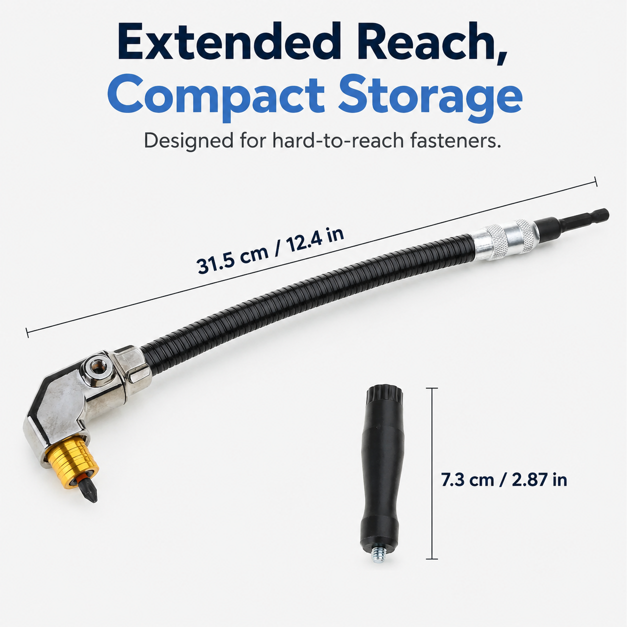 🔥 50% OFF TODAY⚙️ Flexible 90° Right Angle Drill Adapter Extension 31.5 cm 12.4 in