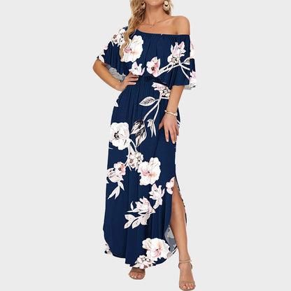 ⭐ 🔥Limited Time | Cold Shoulder Ruffle Maxi Dress with Pockets