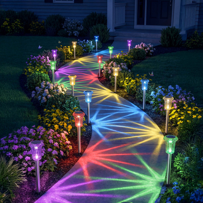 Magical Outdoor Solar Lights - Celestial & Radiant Rainbow Garden Path Lamps