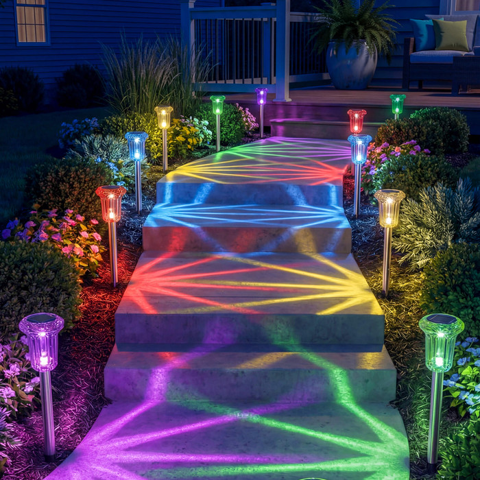 Magical Outdoor Solar Lights - Celestial & Radiant Rainbow Garden Path Lamps