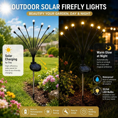 🎉NEW ARRIVAL-49% OFF✨🌿 Solar Firefly Glow Stakes – 32/48LED Garden Lights That Dance in the Breeze