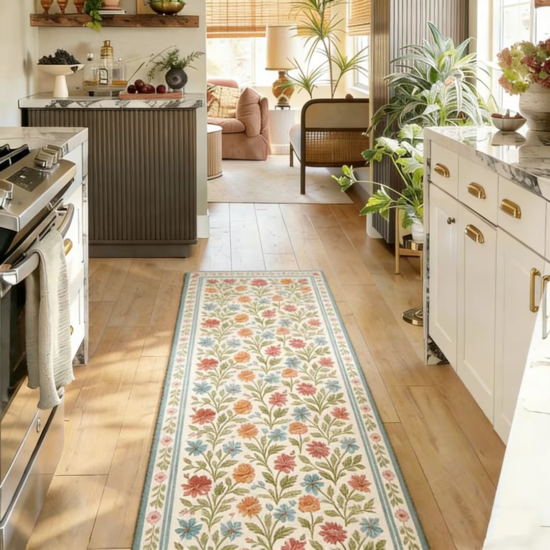 Vintage Floral Washable Runner Rug