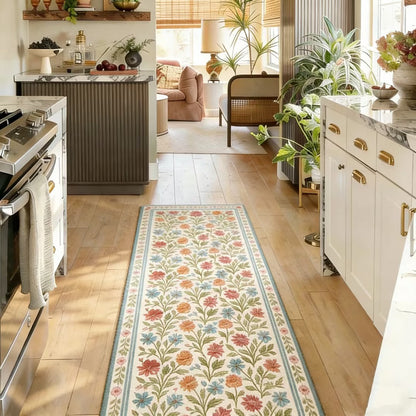 Vintage Floral Washable Runner Rug