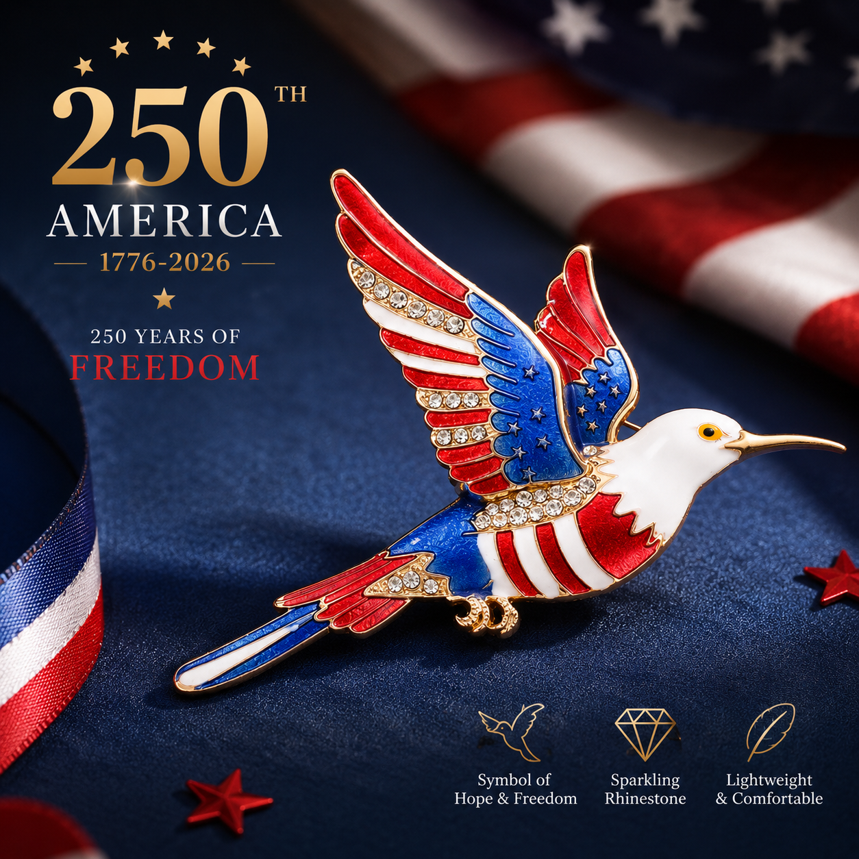 🗽 Buy 1, Get 1 Free 🔥 250th Anniversary Brooch of the Founding of the United States