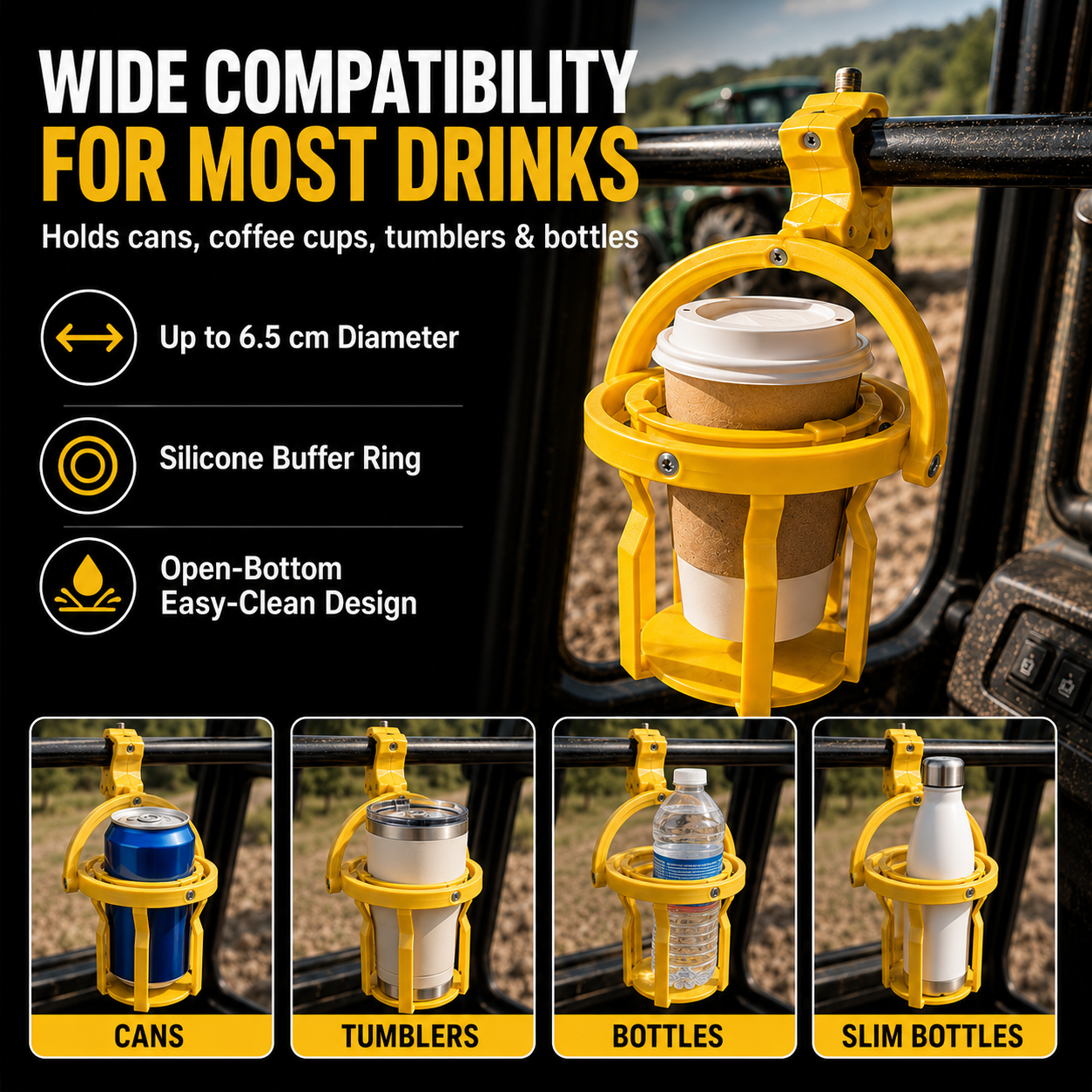 🥤Gyroscopic Anti-Spill Cup Holder | Clamp-On Auto-Level Drink Holder
