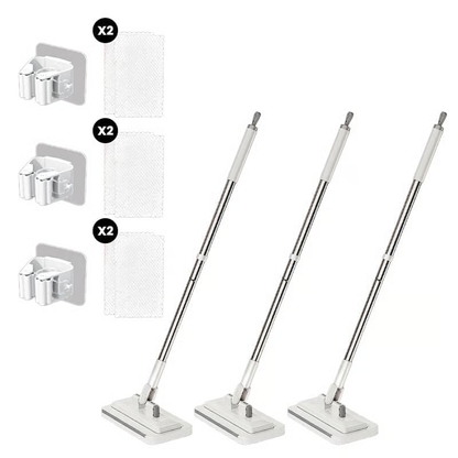 Hands-Free Floor Mop with Clamp, Dry Wet Use Dust Mop for Hardwood & Tile, Flat Mop System, No Wash Mop