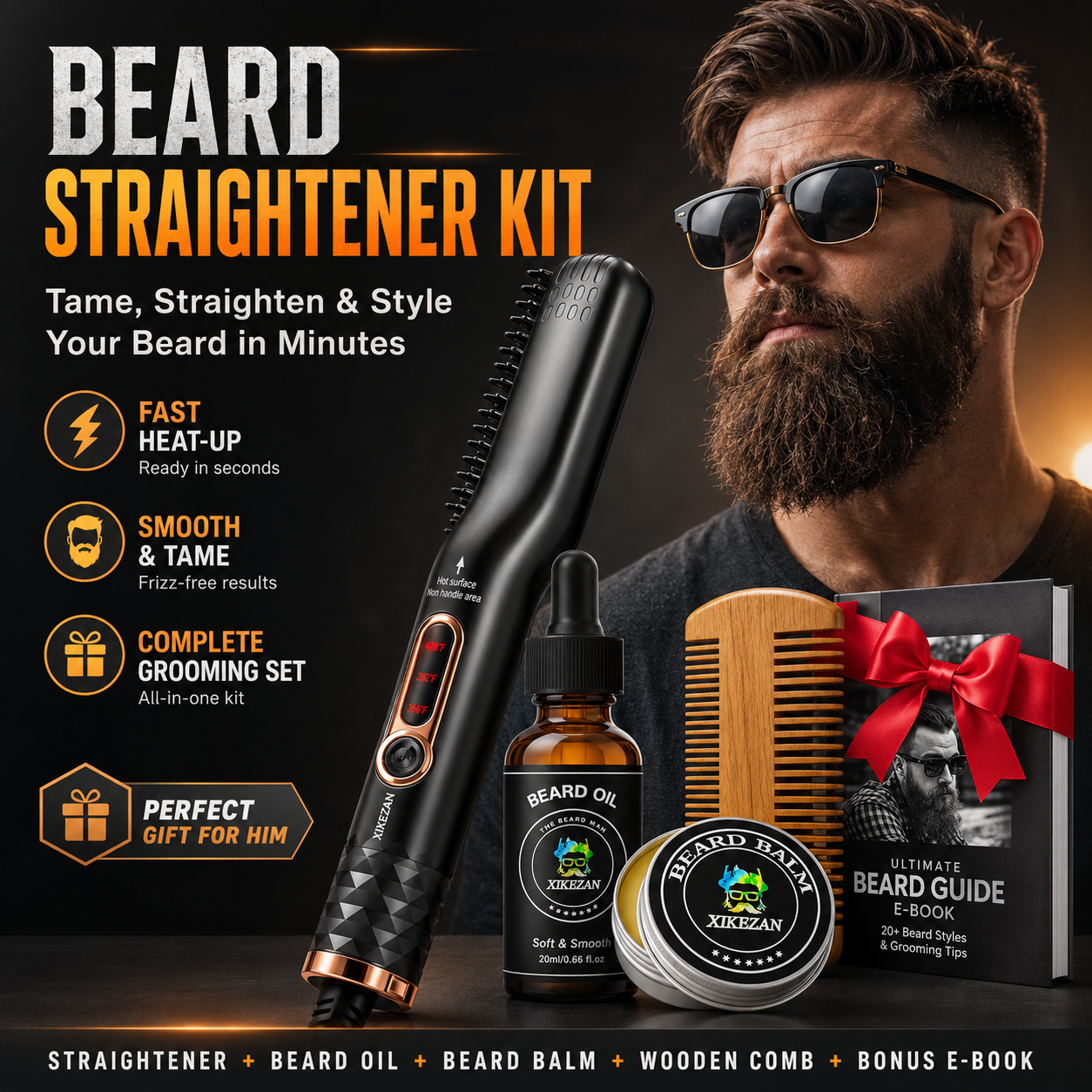 Complete Beard Straightener Grooming Kit