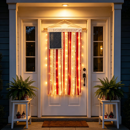 Make Your Home the Pride of the Neighborhood! America 250th Special Edition-4 x 2.3 Ft Lighted Rag American Flag Banner